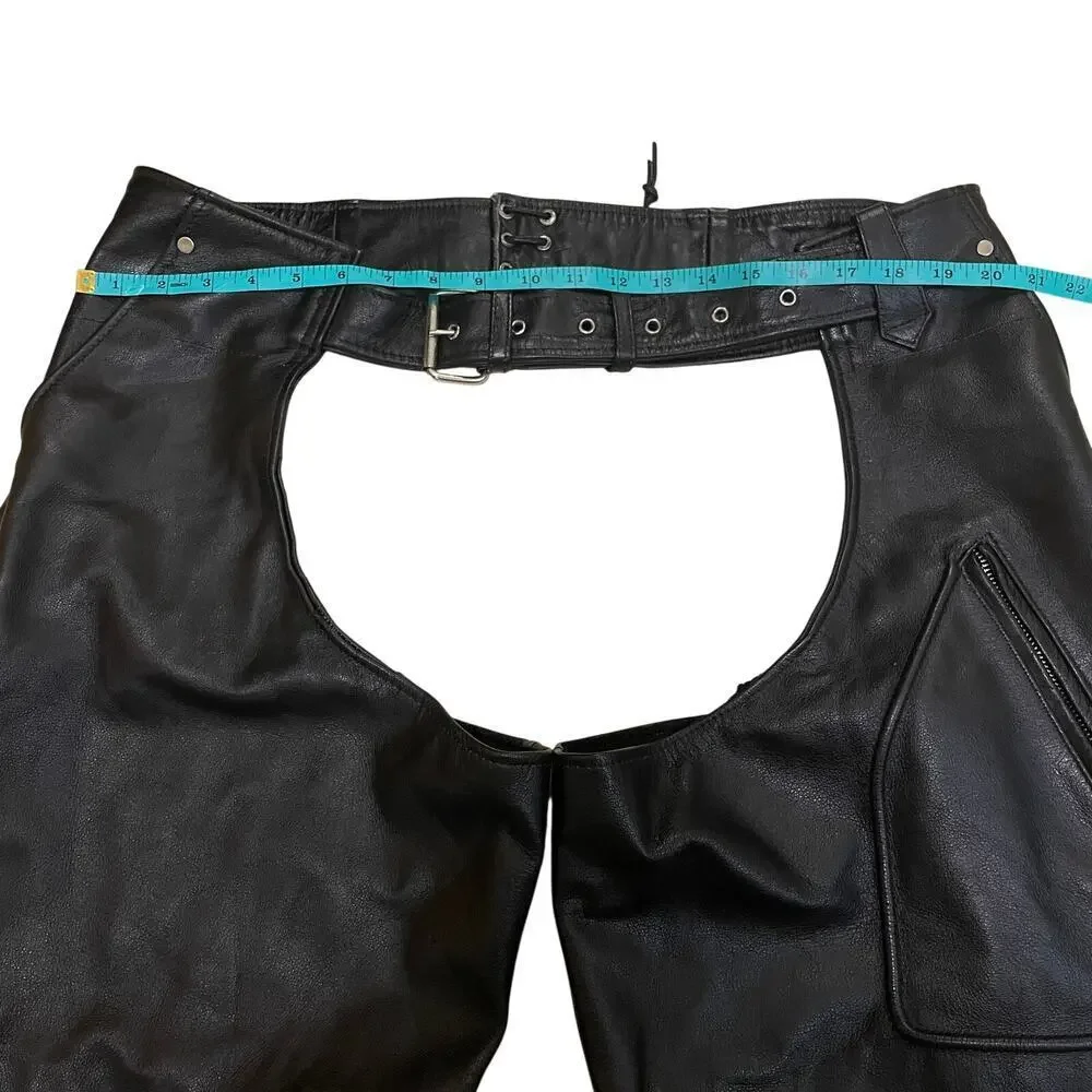 Vintage Leather Motorcycle Chaps | YKK Zippers, Mesh Lined, Adjustable Waist